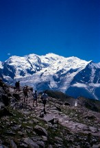 Il Monte Bianco, visto scendendo dal Brevent.