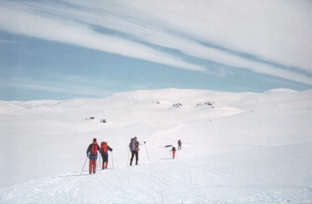 Sciare verso il rifugio Geiterygghytta.