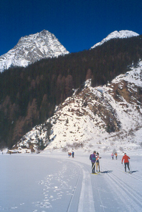 Sulle piste di fondo del lago di Anterselva.