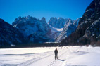 Sul Lago di Landro, verso Cortina. Sullo sfondo il Gruppo del Cristallo.