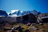 Il Rifugio Denza con alle spalle Cima Presanella e Cima di Vermiglio.