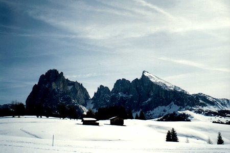 Il Sassolungo ed il Sassopiatto dall'Alpe di Siusi.